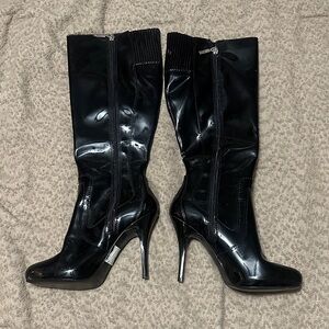 Guess Patent Leather Black Heeled Boots